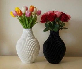 Vaso 3D Spirale Nero e Bianco