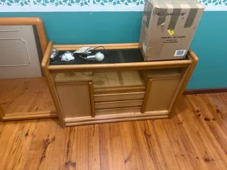 Mueble de entrada madera y cristal