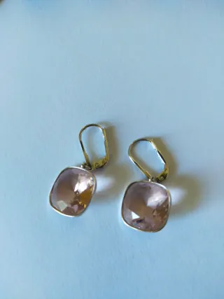 Orecchini Swarovski quadrati rosa