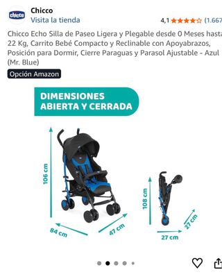 Silla de paseo Chicco azul y negra