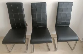 3 Sillas Negras Piel Sintética