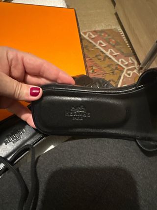 Sandali Hermes Neri in Coccodrillo