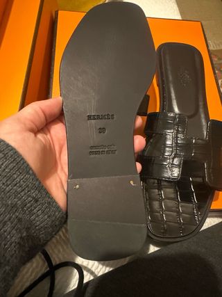 Sandali Hermes Neri in Coccodrillo