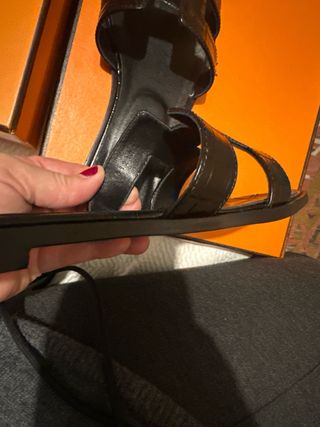 Sandali Hermes Neri in Coccodrillo