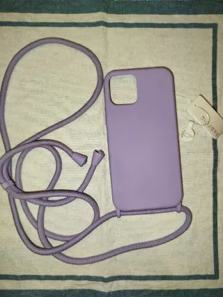 Cover iPhone 12, Parfois lilla con laccio, nuova