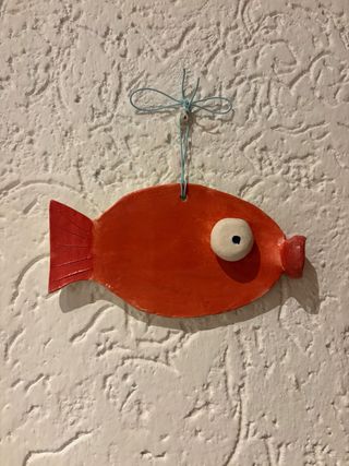 Pesce decorativo in ceramica arancione