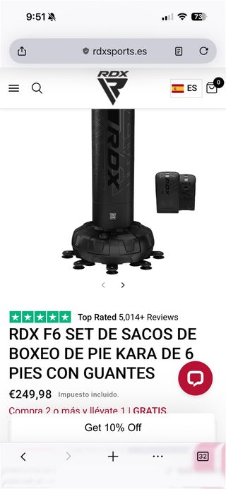 Saco de boxeo de pie RDX 6 pies