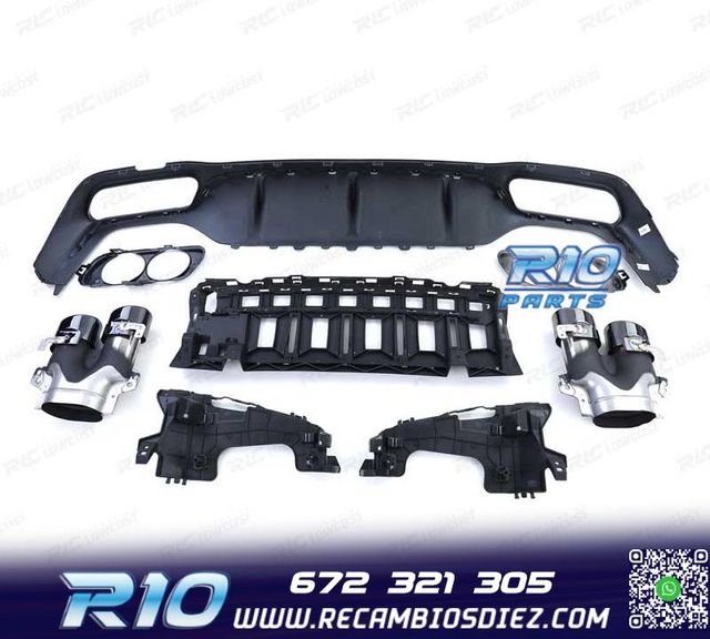 DIFUSOR MERCEDES CLASE E W213 SEDAN 16-19 LOOK AMG E53 NEGRO