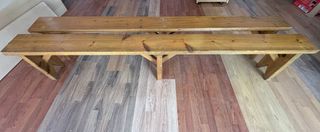 Lote de 2 bancos de madera rústicos 2,40 metros