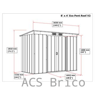 Caseta Metálica Eco Pent Roof 113x263x181 cm - Duramax