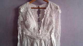 Vestido de Novia Encaje y Satén Blanco
