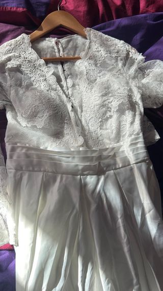 Vestido de Novia Encaje y Satén Blanco