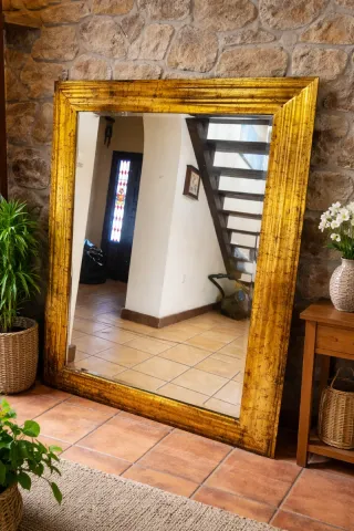 Espejo Grande Dorado Marco Madera