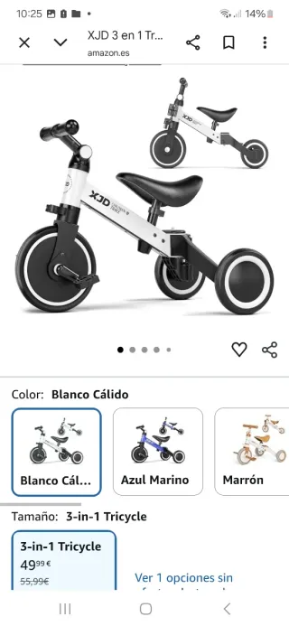 Triciclo XJD 3 en 1 Blanco Cálido