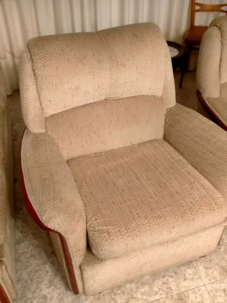 Sofá 3 plazas + 2 sillones tela beige