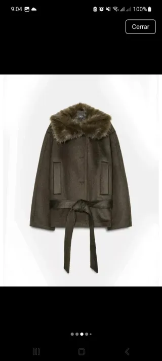 Abrigo corto lana cuello pelo Zara