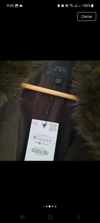 Abrigo corto lana cuello pelo Zara