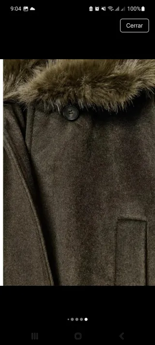Abrigo corto lana cuello pelo Zara
