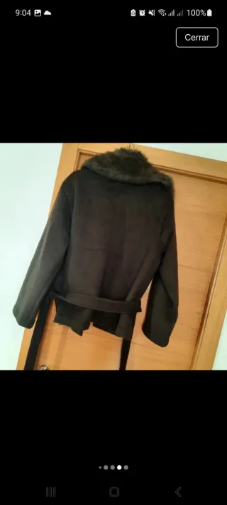Abrigo corto lana cuello pelo Zara
