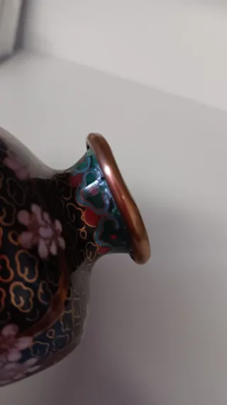 Coppia Vasetti Cloisonné Fiori Ciliegio