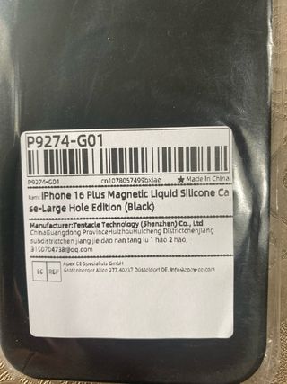 Funda iPhone 16 Plus Negra Silicona Magnética