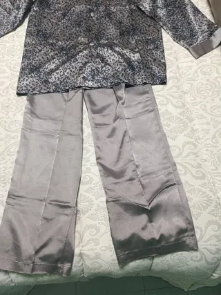 Pijama Satén Estampado Leopardo Mujer