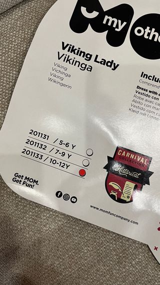 Disfraz Vikinga Niña Talla 10/ 12 años