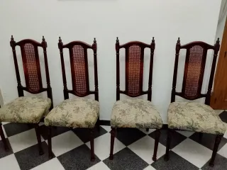 6 Sillas antiguas respaldo madera caña