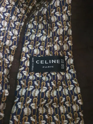 Corbata Celine Azul y Dorada