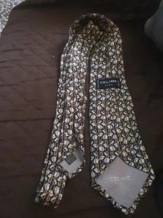 Corbata Celine Azul y Dorada