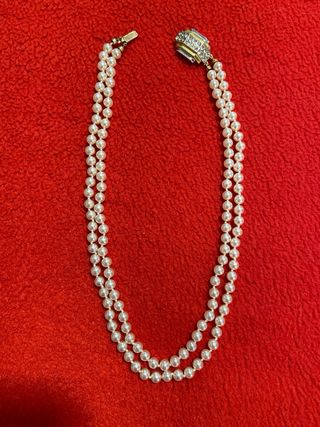 Collana 2 fili perle bianche con chiusura oro