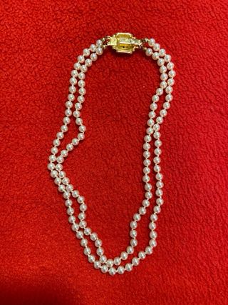 Collana 2 fili perle bianche con chiusura oro