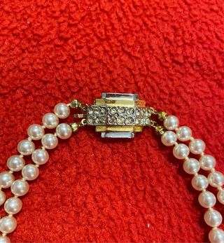 Collana 2 fili perle bianche con chiusura oro