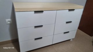 Cómoda 6 cajones blanca y madera