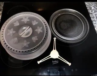 Plato giratorio microondas, protector y soporte
