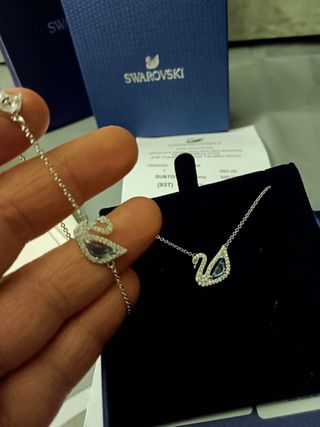 Conjunto Swarovski Colar e Pulseira Cisne Azul