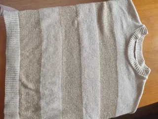 Jersey de rayas beige y dorado talla M L