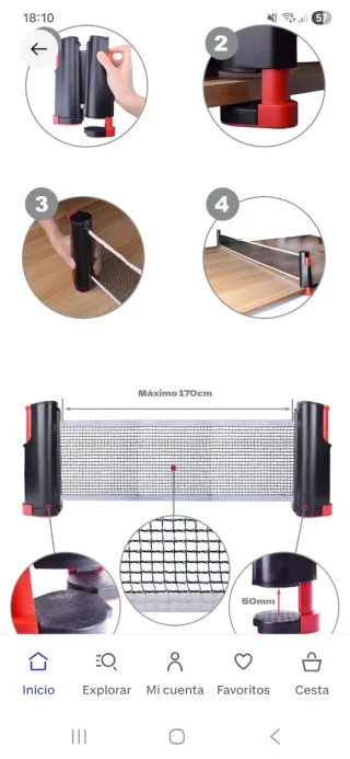 Juego de ping pong Artengo Rollnet