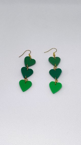 Pendientes corazones colgantes verdes