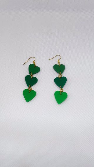 Pendientes corazones colgantes verdes