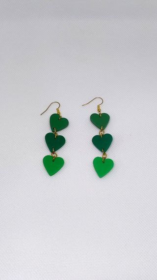 Pendientes corazones colgantes verdes