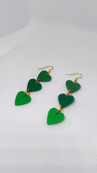 Pendientes corazones colgantes verdes