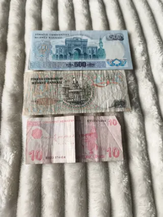 Lote 3 Billetes Antiguos Turquía (500, 50, 10 Lira