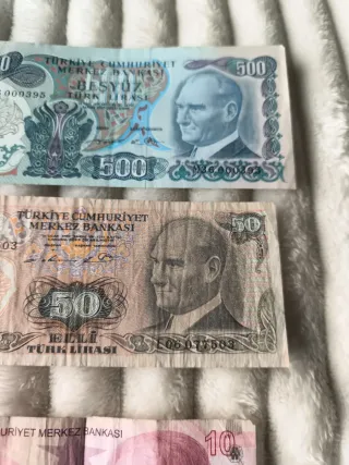Lote 3 Billetes Antiguos Turquía (500, 50, 10 Lira