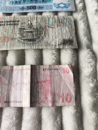 Lote 3 Billetes Antiguos Turquía (500, 50, 10 Lira