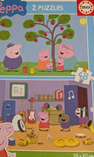 4 a 5 años-2 Puzzles Peppa Pig Piezas grandes.