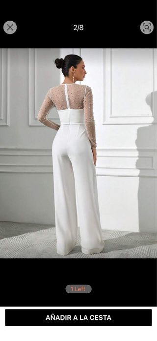 Mono blanco elegante perlas