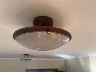 Lámpara de techo madera y cristal