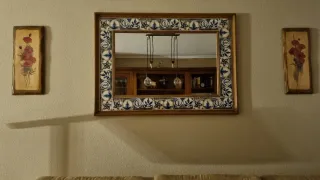 Espejo Madera y Cerámica Azul y Marrón