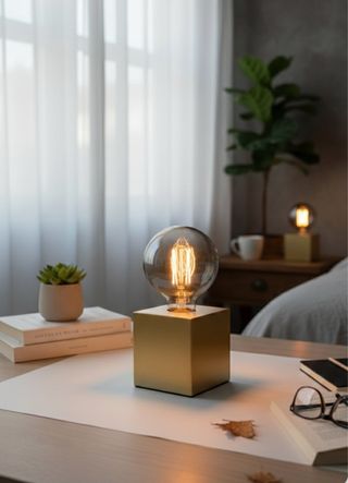 Lampada da tavolo design moderno oro e vetro